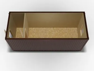 Металлическая бытовка 6х2,4 с перегородкой, цветной полимерный профнастил, ДВП