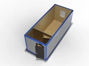 Металлическая бытовка 6х2,4 с перегородкой, ДВП, дверь металл, окно ПВХ с электрикой