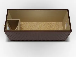 Металлическая бытовка 6х2,4 с тамбуром, цветной полимерный профнастил, ДВП