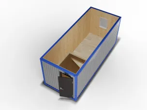 Металлическая бытовка 6х2,4 с тамбуром, Вагонка, металлическая дверь, окно ПВХ