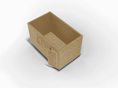 Деревянная бытовка 4 х 2,4 х 2,4, внешняя отделка ОСБ, внутренняя отделка ДВП