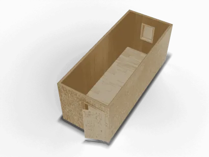 Утепленная бытовка 6 х 2,4 х 2,4, внешняя отделка ОСБ, внутренняя отделка МДФ, пол линолеум,  с электрикой