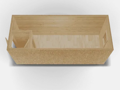 Утепленная бытовка с тамбуром 6 х 2,4 х 2,4, внешняя отделка ОСБ, внутренняя отделка ВАГОНКА, пол линолеум