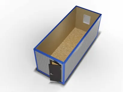 Блок-контейнер 6 на 2,4, отделка ДВП, металлическая дверь, окно ПВХ