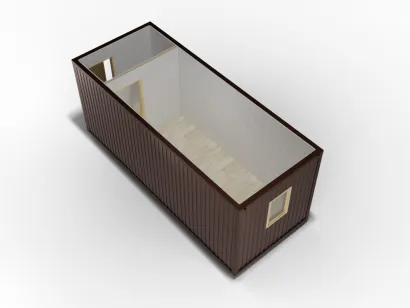 Металлическая бытовка 6х2,4 с перегородкой, цветной полимерный профнастил,  ПВХ