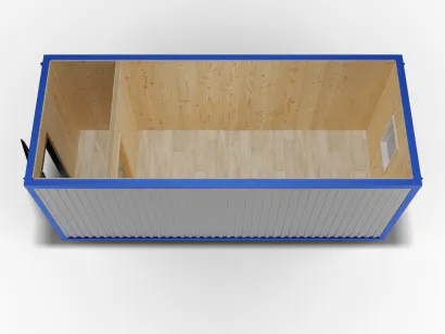 Металлическая бытовка 6х2,4 с перегородкой, Вагонка, дверь металл, окно ПВХ с электрикой