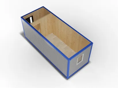 Металлическая бытовка 6х2,4 с перегородкой, Вагонка, дверь металл, окно ПВХ с электрикой