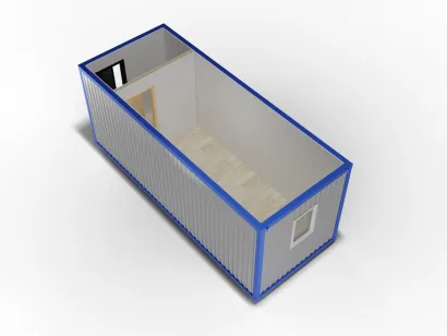 Металлическая бытовка 6х2,4 с перегородкой, ПВХ, дверь металл, окно ПВХ с электрикой