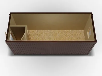 Металлическая бытовка 6х2,4 с тамбуром, цветной полимерный профнастил, ДВП