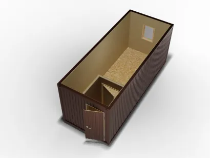 Металлическая бытовка 6х2,4 с тамбуром, цветной полимерный профнастил, ДВП