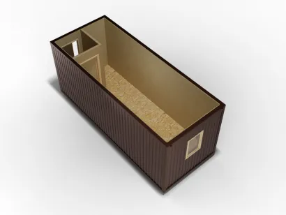 Металлическая бытовка 6х2,4 с тамбуром, цветной полимерный профнастил, ДВП