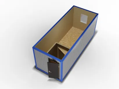 Металлическая бытовка 6х2,4 с тамбуром, ДВП, металлическая дверь, окно ПВХ